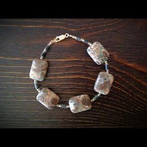 7 1/2" genuine Leopard Jasper bracelet